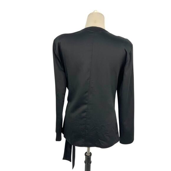 TopShop Soft Satin Wrap Top Black Size 8 NWOT $58 MSRP - Picture 8 of 8